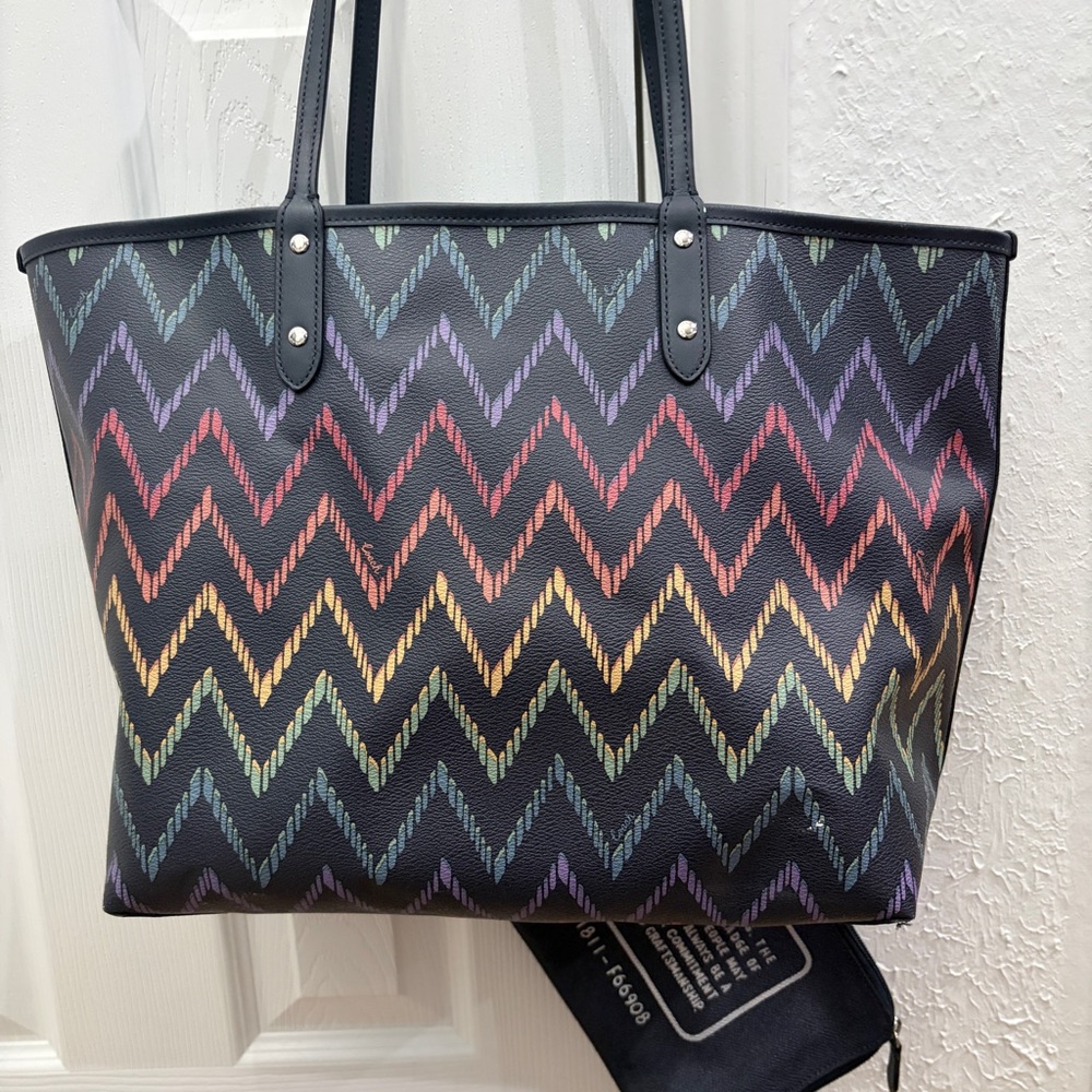 Coach Rainbow Chevron Tote Bag - Picture 2 of 16